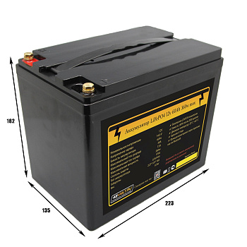 Аккумулятор LiFePO4 12v60Ah 360w max пластик